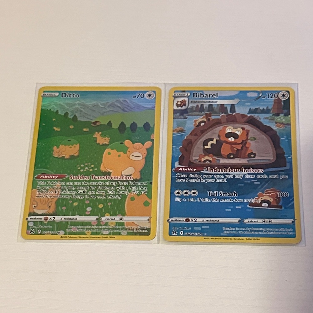 Pokemon Cards - Ditto and Bibarel - Crown Zenith Trading Cards